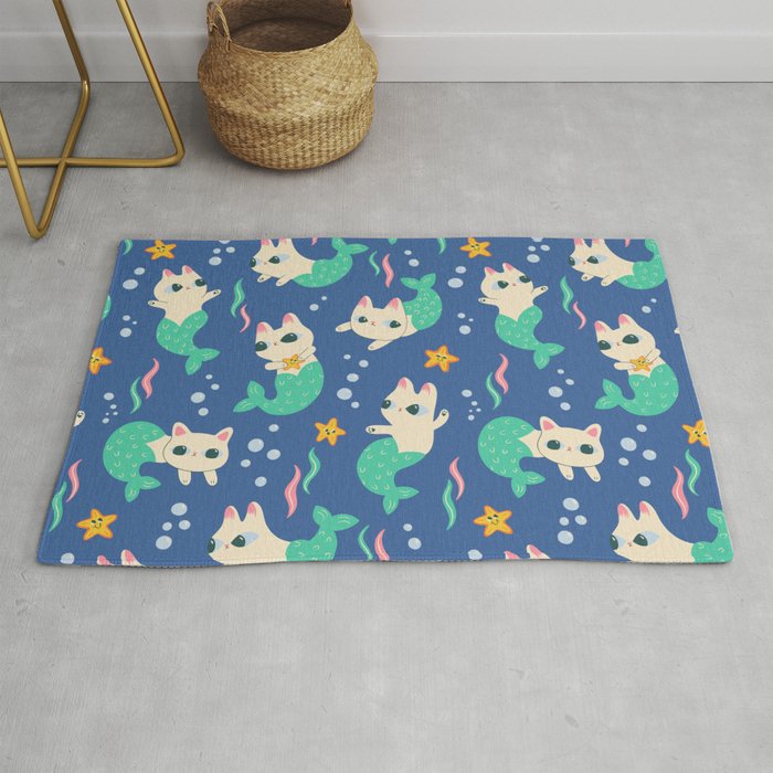 Pretty Purrmaids - Cat Mermaids Rug Gallery Image 1