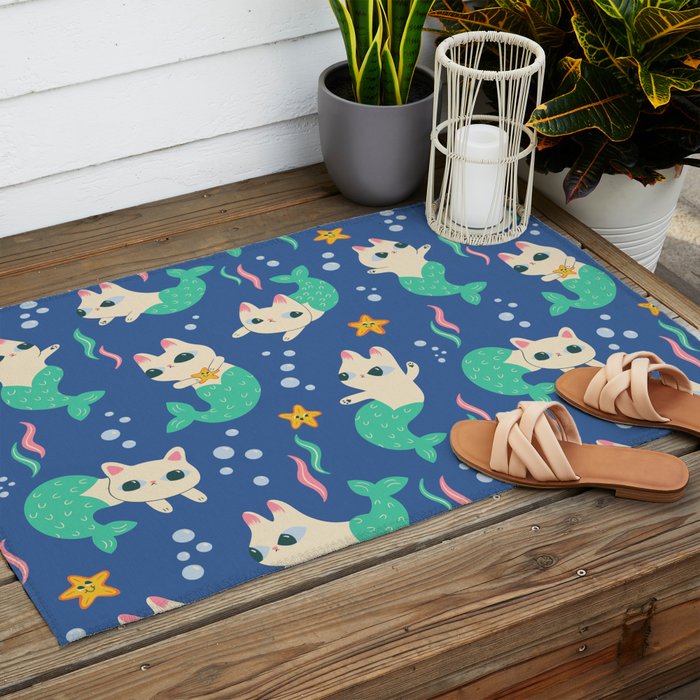 Pretty Purrmaids - Cat Mermaids Outdoor Rug Gallery Image 2