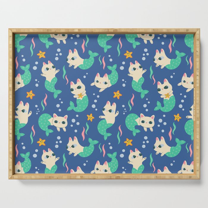 Pretty Purrmaids - Cat Mermaids Serving Tray Gallery Image 1
