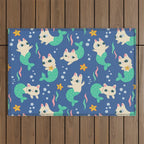 Pretty Purrmaids - Cat Mermaids Outdoor Rug Gallery Image 1