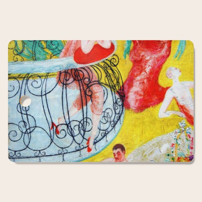 'Love Flight of a Pink Candy Heart' landscape painting by Florine Stettheimer Cutting Board Gallery Image 1