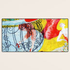 'Love Flight of a Pink Candy Heart' landscape painting by Florine Stettheimer Desk Mat Gallery Image 3