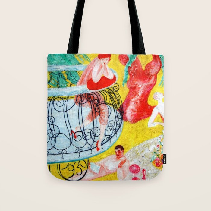 'Love Flight of a Pink Candy Heart' landscape painting by Florine Stettheimer Tote Bag Gallery Image 1