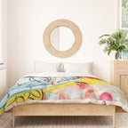 'Love Flight of a Pink Candy Heart' landscape painting by Florine Stettheimer Duvet Cover Gallery Image 3