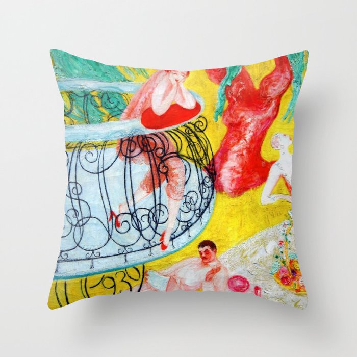 'Love Flight of a Pink Candy Heart' landscape painting by Florine Stettheimer Throw Pillow Gallery Image 6