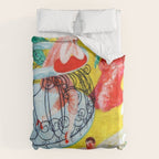 'Love Flight of a Pink Candy Heart' landscape painting by Florine Stettheimer Duvet Cover Gallery Image 6
