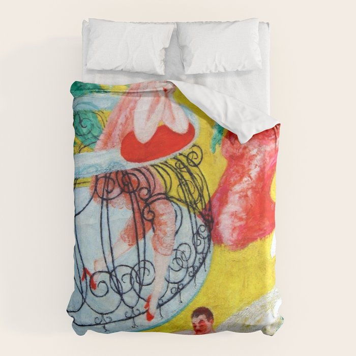 'Love Flight of a Pink Candy Heart' landscape painting by Florine Stettheimer Duvet Cover Gallery Image 6