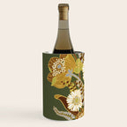 70s, flowers, green, retro, vintage, floral bouquet, olive green Wine Chiller Gallery Image 2