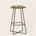70s, flowers, green, retro, vintage, floral bouquet, olive green Stool Gallery Image 1