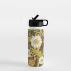 70s, flowers, green, retro, vintage, floral bouquet, olive green Water Bottle Gallery Image 1
