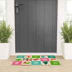 Retro Ditsy Holiday Icons Check pattern - candy Welcome Mat Gallery Image 3