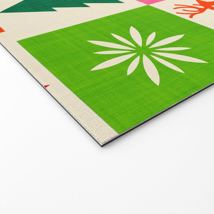 Retro Ditsy Holiday Icons Check pattern - candy Welcome Mat Gallery Image 2