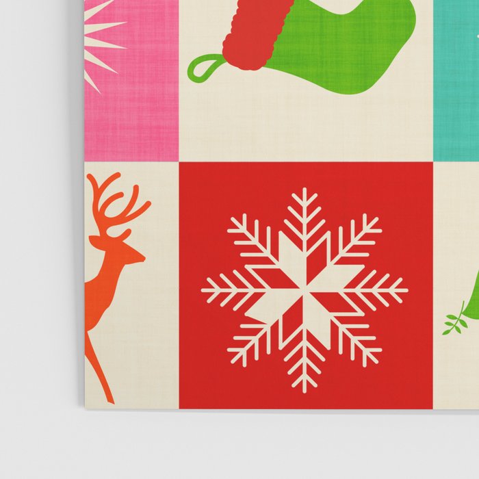 Retro Ditsy Holiday Icons Check pattern - candy Poster Gallery Image 3