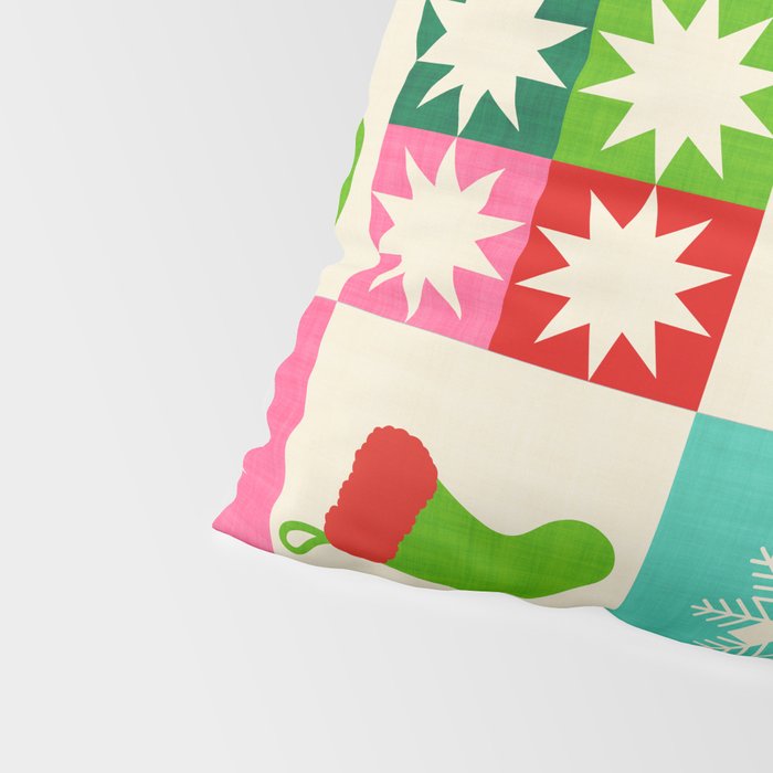 Retro Ditsy Holiday Icons Check pattern - candy Pillow Sham Gallery Image 4