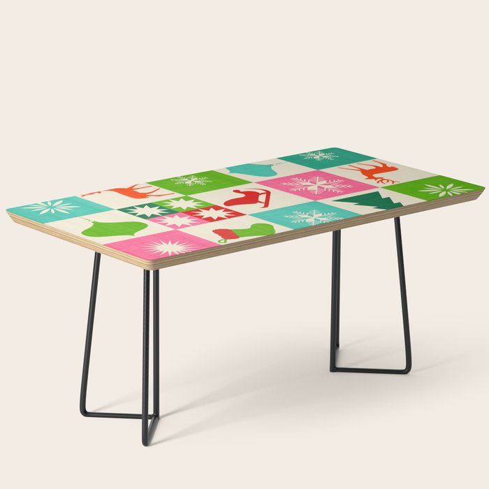 Retro Ditsy Holiday Icons Check pattern - candy Coffee Table Gallery Image 1