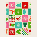 Retro Ditsy Holiday Icons Check pattern - candy Poster Gallery Image 4