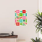 Retro Ditsy Holiday Icons Check pattern - candy Poster Gallery Image 2