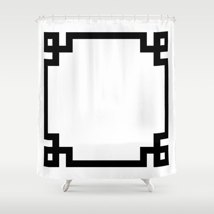 Black Greek Key Border Shower Curtain Gallery Image 1