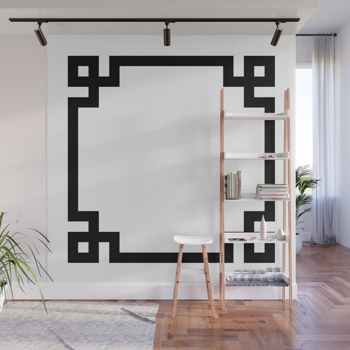 Black Greek Key Border Wall Mural Gallery Image 1