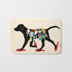 Black dog lab labrador buoy nautical beach ocean sandals flip flop art Bath Mat Gallery Image 1