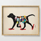 Black dog lab labrador buoy nautical beach ocean sandals flip flop art Serving Tray Gallery Image 1