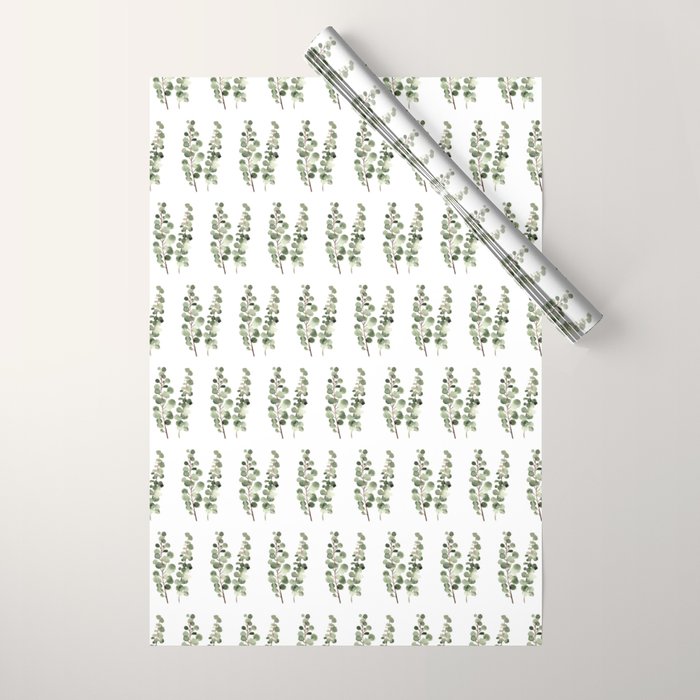 Eucalyptus (watercolor finger painting) Wrapping Paper Gallery Image 1