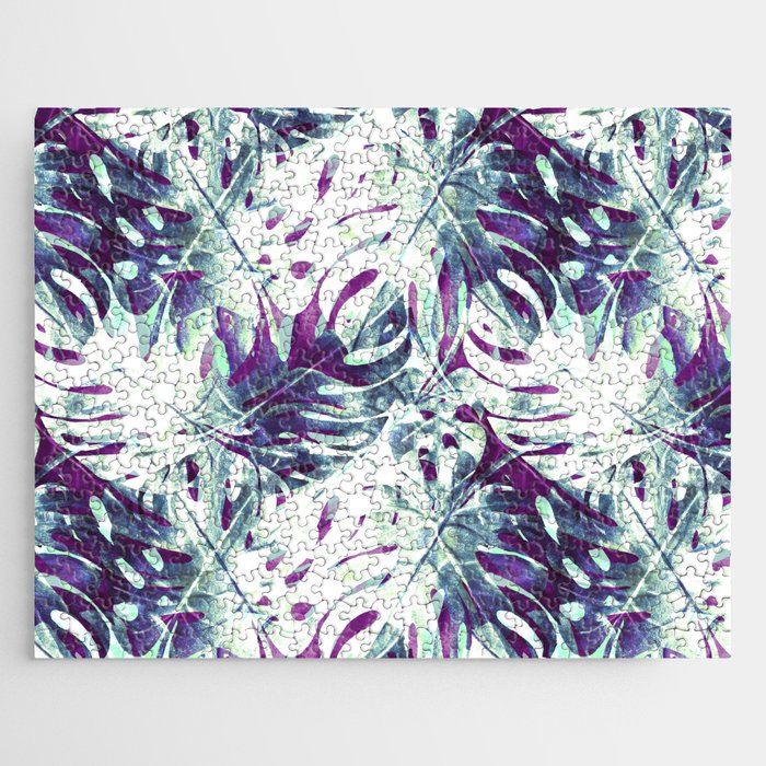 Abstract leaf monstera violet Jigsaw Puzzle Gallery Image 1