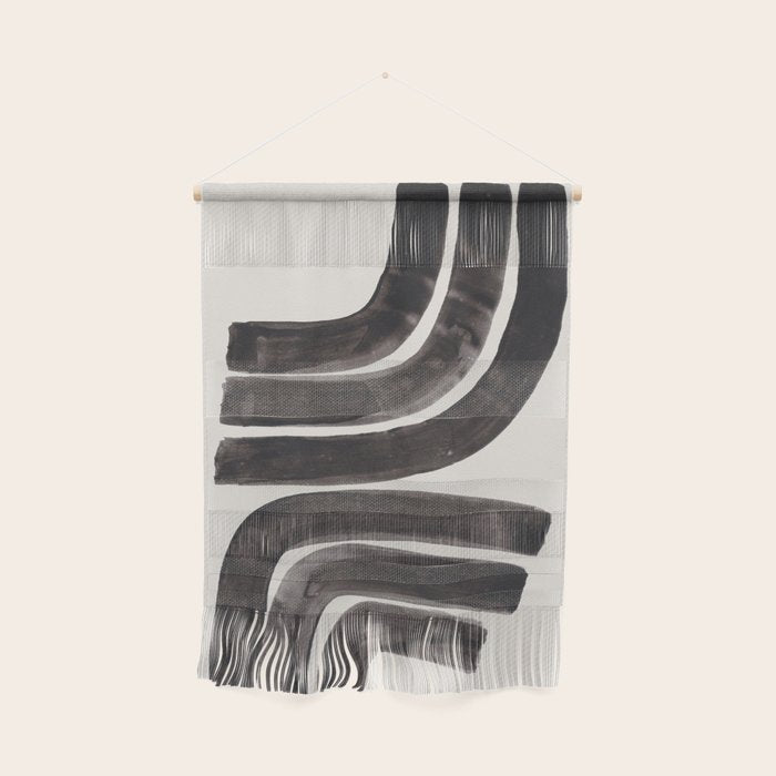 Don't Go Mid Century Modern Minimalist Black Ink Painting Funky Tribal Art Wall Hanging Gallery Image 1