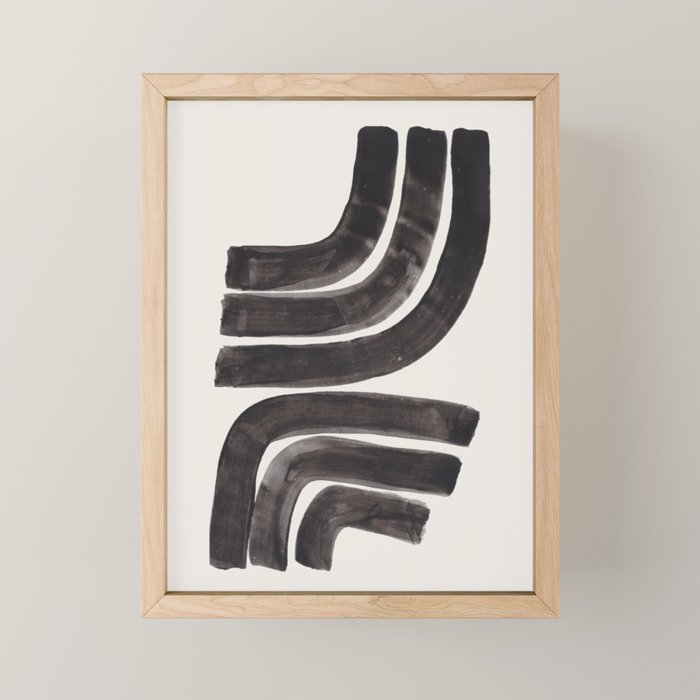 Don't Go Mid Century Modern Minimalist Black Ink Painting Funky Tribal Art Mini Art Print Gallery Image 1
