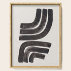 Don't Go Mid Century Modern Minimalist Black Ink Painting Funky Tribal Art Serving Tray Gallery Image 1
