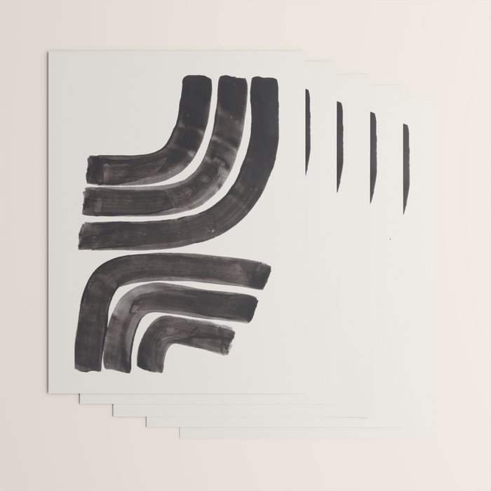 Don't Go Mid Century Modern Minimalist Black Ink Painting Funky Tribal Art Wrapping Paper Gallery Image 3