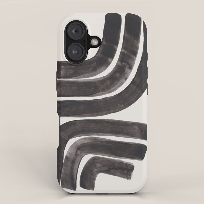 Don't Go Mid Century Modern Minimalist Black Ink Painting Funky Tribal Art iPhone Case Gallery Image 1
