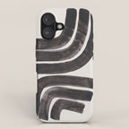 Don't Go Mid Century Modern Minimalist Black Ink Painting Funky Tribal Art iPhone Case Gallery Image 1