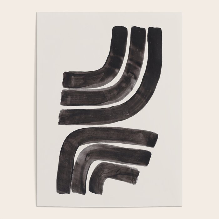 Don't Go Mid Century Modern Minimalist Black Ink Painting Funky Tribal Art Poster Gallery Image 4