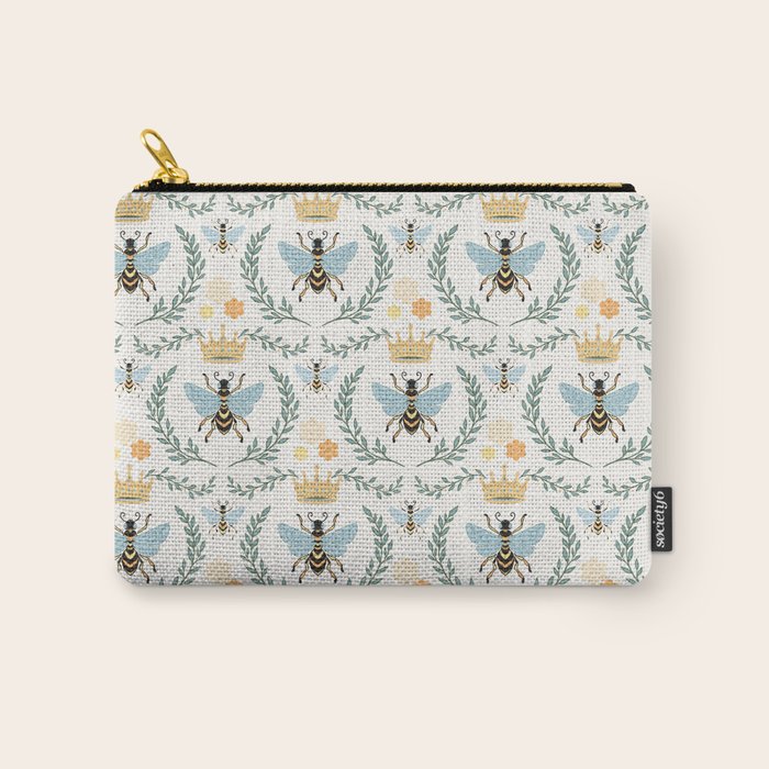 Queen Bee with Gold Crown and Laurel Frame Carry All Pouch Gallery Image 1