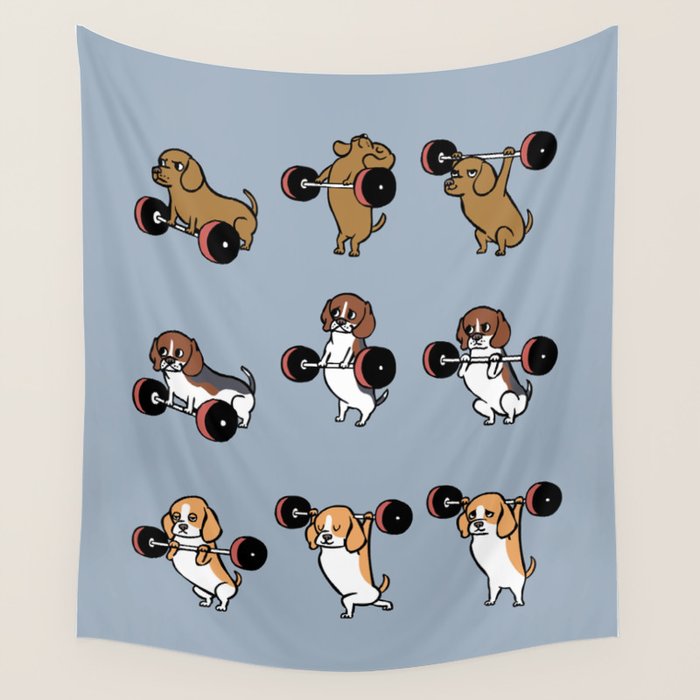Olympic Lifting Beagles Wall Tapestry Gallery Image 4