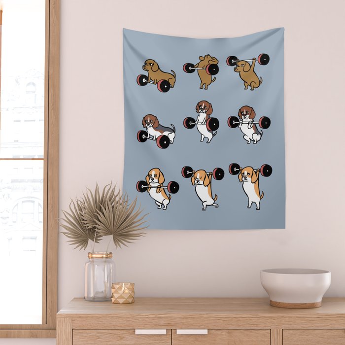 Olympic Lifting Beagles Wall Tapestry Gallery Image 2