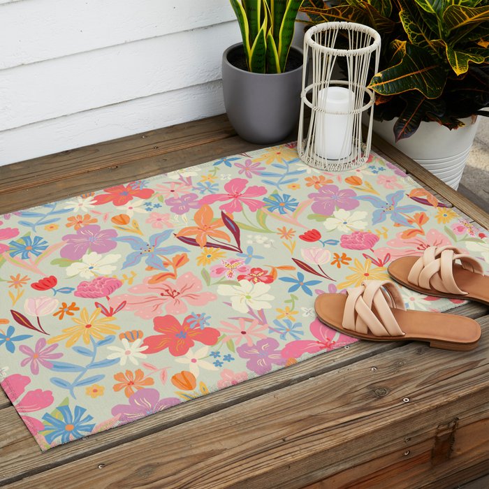 Modern Flowers Outdoor Rug Gallery Image 2