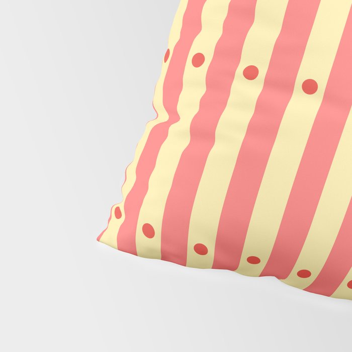Stripes and Dots geometric pattern peach and yellow Pillow Sham Gallery Image 4