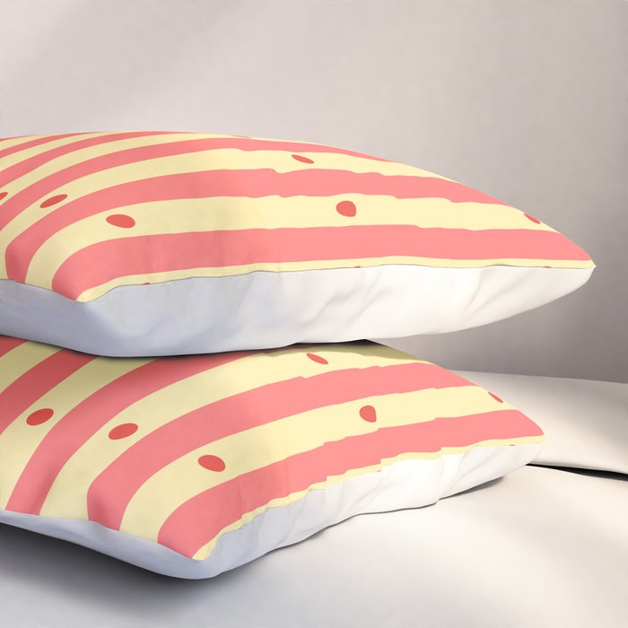 Stripes and Dots geometric pattern peach and yellow Pillow Sham Gallery Image 3
