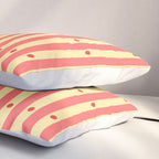 Stripes and Dots geometric pattern peach and yellow Pillow Sham Gallery Image 3