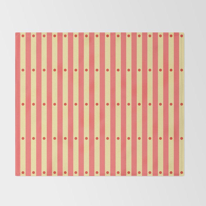 Stripes and Dots geometric pattern peach and yellow Throw Blanket Gallery Image 2