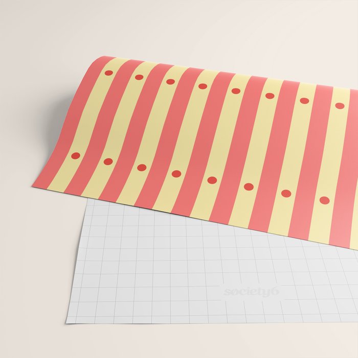 Stripes and Dots geometric pattern peach and yellow Wrapping Paper Gallery Image 2