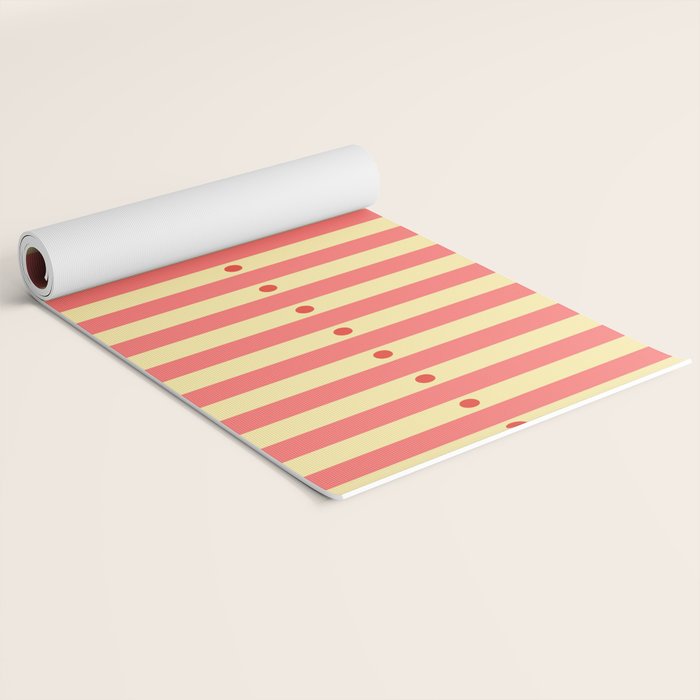 Stripes and Dots geometric pattern peach and yellow Yoga Mat Gallery Image 2