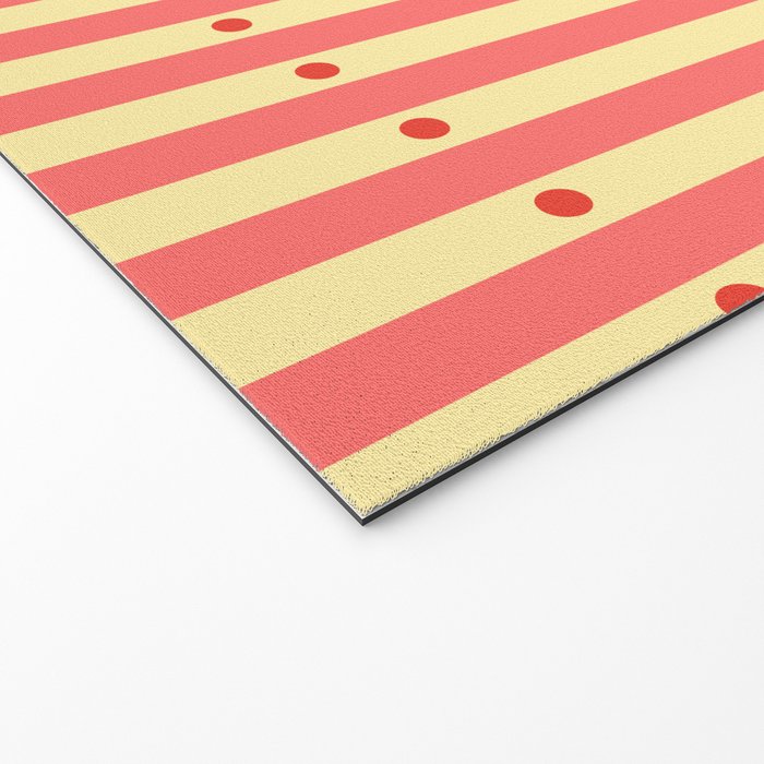 Stripes and Dots geometric pattern peach and yellow Welcome Mat Gallery Image 2