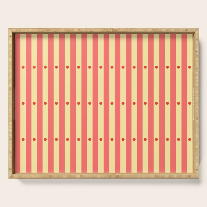 Stripes and Dots geometric pattern peach and yellow Serving Tray Gallery Image 1