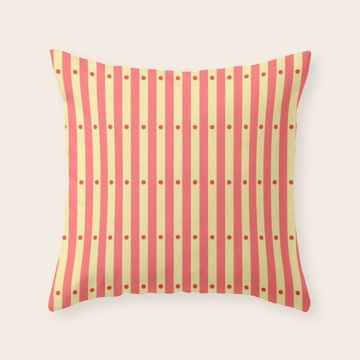 Stripes and Dots geometric pattern peach and yellow Throw Pillow Gallery Image 1