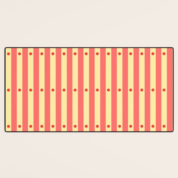 Stripes and Dots geometric pattern peach and yellow Desk Mat Gallery Image 3
