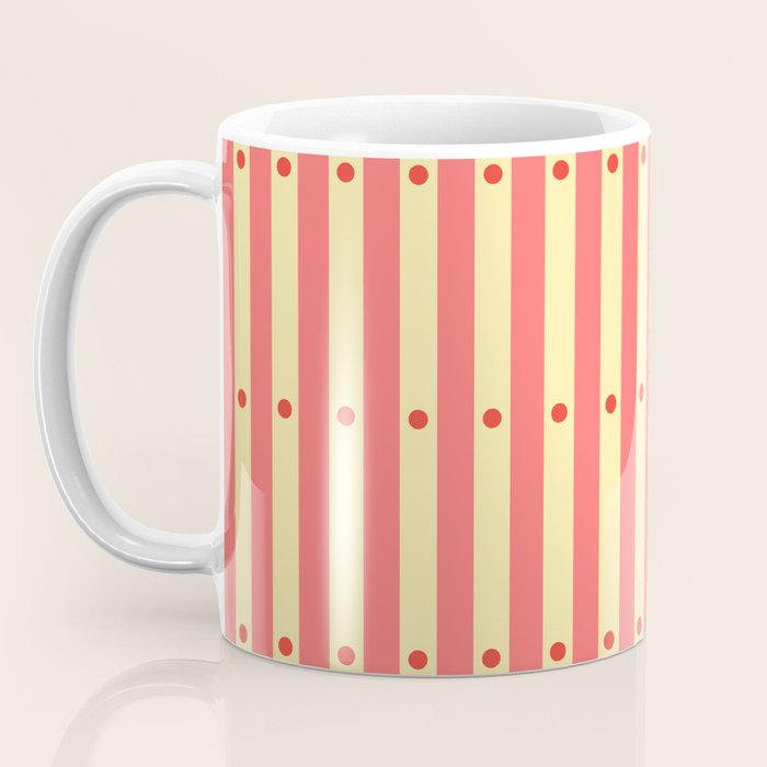 Stripes and Dots geometric pattern peach and yellow Coffee Mug Gallery Image 3