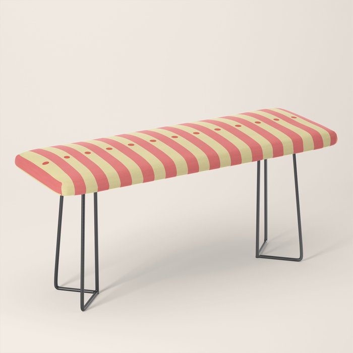 Stripes and Dots geometric pattern peach and yellow Bench Gallery Image 1